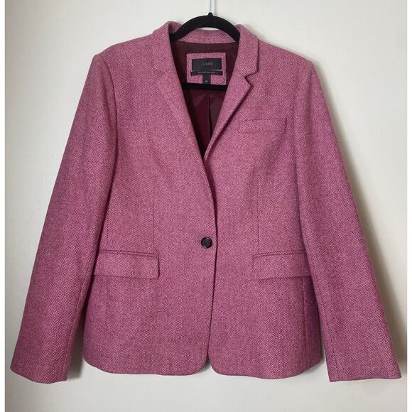 J. CREW BLAZER REGENT WOOL SILK JACKET PINK FALL CORPORATE WORKWEAR OFFICE - Picture 1 of 10